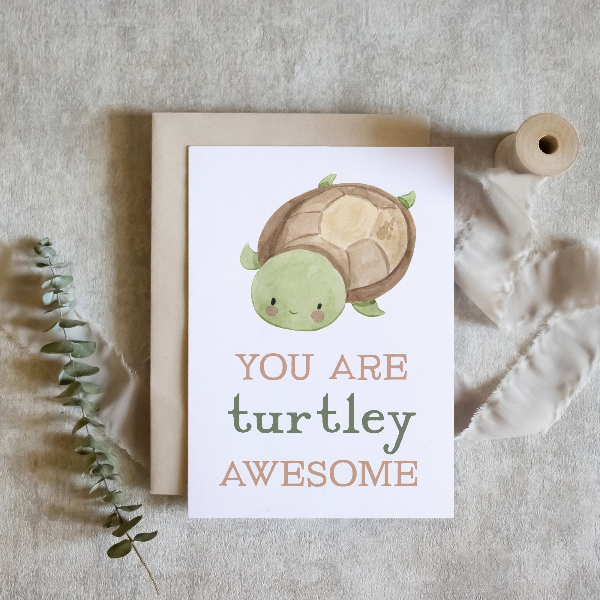 You Are Turtley Awesome | Cute Turtle Pun Card | Congrats Greeting - Etsy