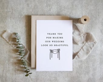 Wedding Decor Thank You Card | Event Styling Vendor | Decorator Appreciation | Wedding Day Greeting