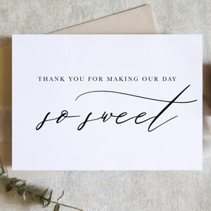 Merci d'avoir rendu notre journée si douce, carte de gâteau, carte de gâteries de mariage, carte de remerciement barre de desserts, carte de jour de mariage / SKU : LNWD50T | RINA