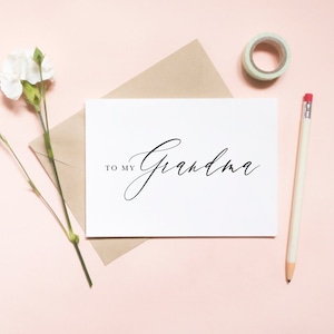 à ma grand-mère carte de mariage, carte de grand-mère, carte de mariage d'été, carte de mariage, mariage floral, carte florale verte / SKU : LNWD49G
