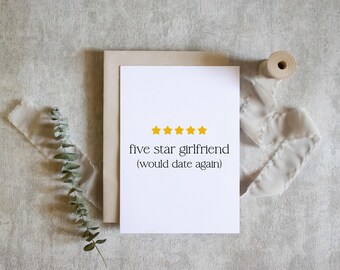 Funny Anniversary Card | Five Star Girlfriend | Girlfriend Greeting Card