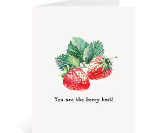 Tarjeta de San Valentín o Aniversario / Eres la mejor / Juego de palabras con fresas