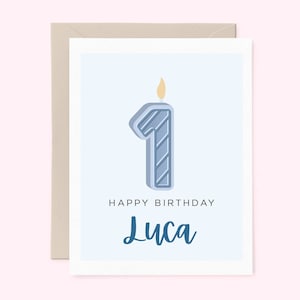 Personalized Birthday Card for Toddler or Baby, Childrens Card, Custom Birthday Card, First Birthday Card, Cute Candle Card 0TLCC03