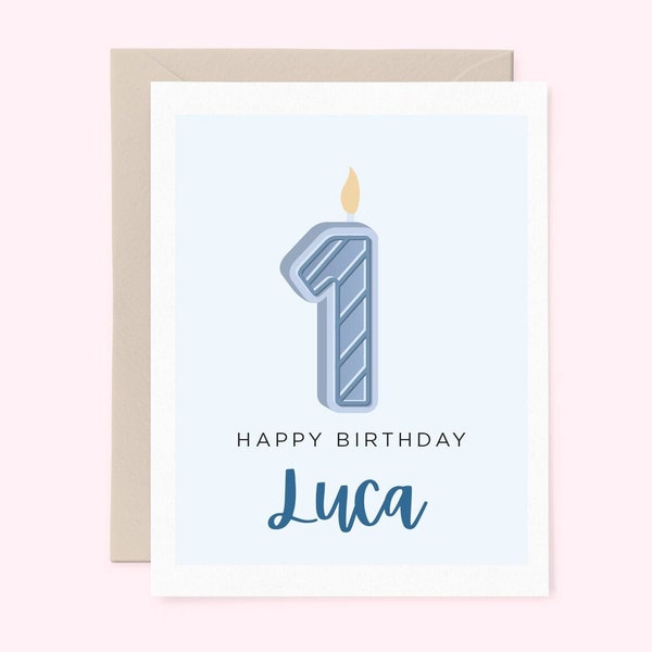 Personalized Birthday Card for Toddler or Baby, Childrens Card, Custom Birthday Card, First Birthday Card, Cute Candle Card 0TLCC03