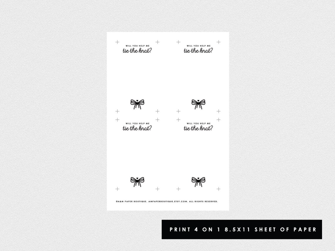 Tie the Knot Card Template Will You Help Me Tie the Knot Card | Etsy