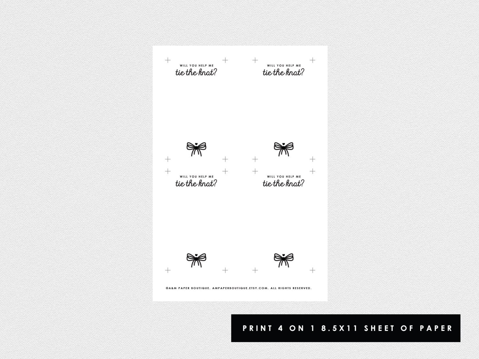 Tie the Knot Card Template Will You Help Me Tie the Knot Card | Etsy