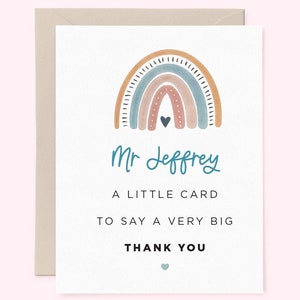 Carte de remerciement pour professeur, jolie carte arc-en-ciel, carte de professeur personnalisée personnalisée, un grand merci, carte de remerciement pour professeur 0TLCC01D