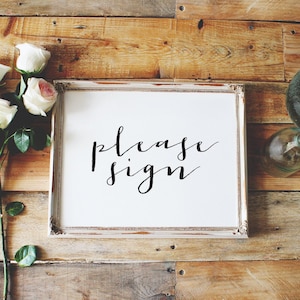 Wedding Guest Book Sign | Please Sign Wedding Reception Sign | Reception Table Sign