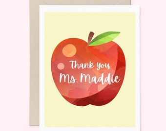 Teacher Thank You Card, Apple Pun Card, Personalized Teacher Card, A Big Thank You, Teacher Appreciation Card 0TLCC09