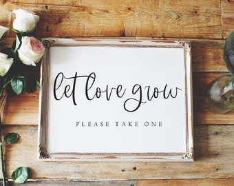 Let love grow sign, wedding sign, wedding reception sign, wedding seeds sign / olivia sign / SKU: LNWS11B *no frame incl.*