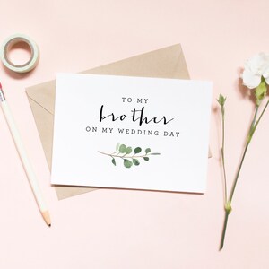 carte florale à mon frère le jour de mon mariage, carte à mon frère, carte de mariage, carte florale de mariage, carte florale verte / SKU : LNWD37A | MOYENNE