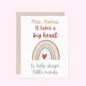 Teacher Thank You Card, Customized Teacher Card, It takes a big heart to help teach little minds, Teacher Appreciation Card 0TLCC12