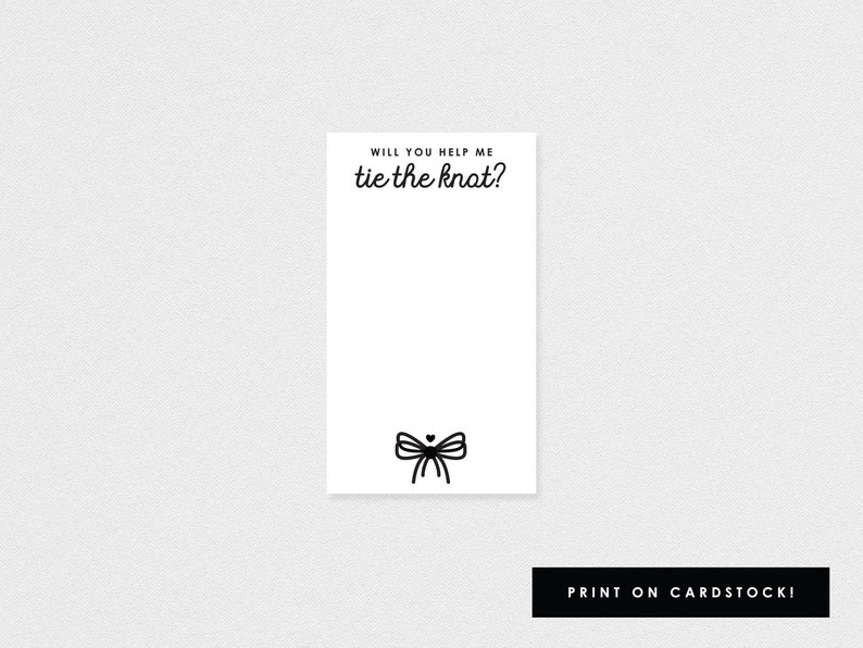 Tie The Knot Card Template Will You Help Me Tie The Knot Card - Etsy España