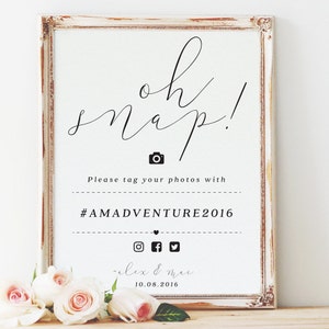 Signe de hashtag de mariage oh snap, signe de hashtag de mariage, signe d'instagram, hashtag de mariage * FICHIER NUMÉRIQUE * / SKU : LNWP02