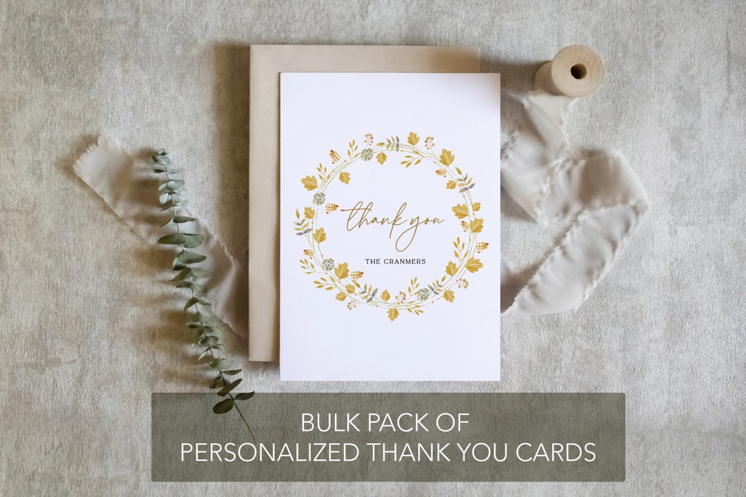 Pack of Bulk Thank You Wedding Cards, Floral Thank You Gift Card