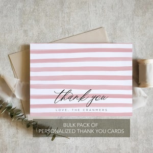 Paquete de tarjetas de agradecimiento de boda a granel, tarjeta de agradecimiento con rayas coral, tarjeta de agradecimiento para recién casados /SKU: LNTHANKS29B / CHARLOTTE