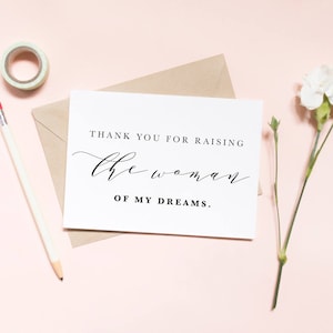 Merci d'avoir élevé la femme de mes rêves carte, carte de beaux-parents, carte de remerciement, carte de jour de mariage / SKU : LNWD29 | LUNA | LUNE