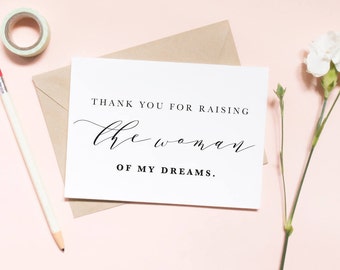 Thank you for raising the woman of my dreams card, in laws card, thank you card, wedding day card / SKU: LNWD29  | LUNA