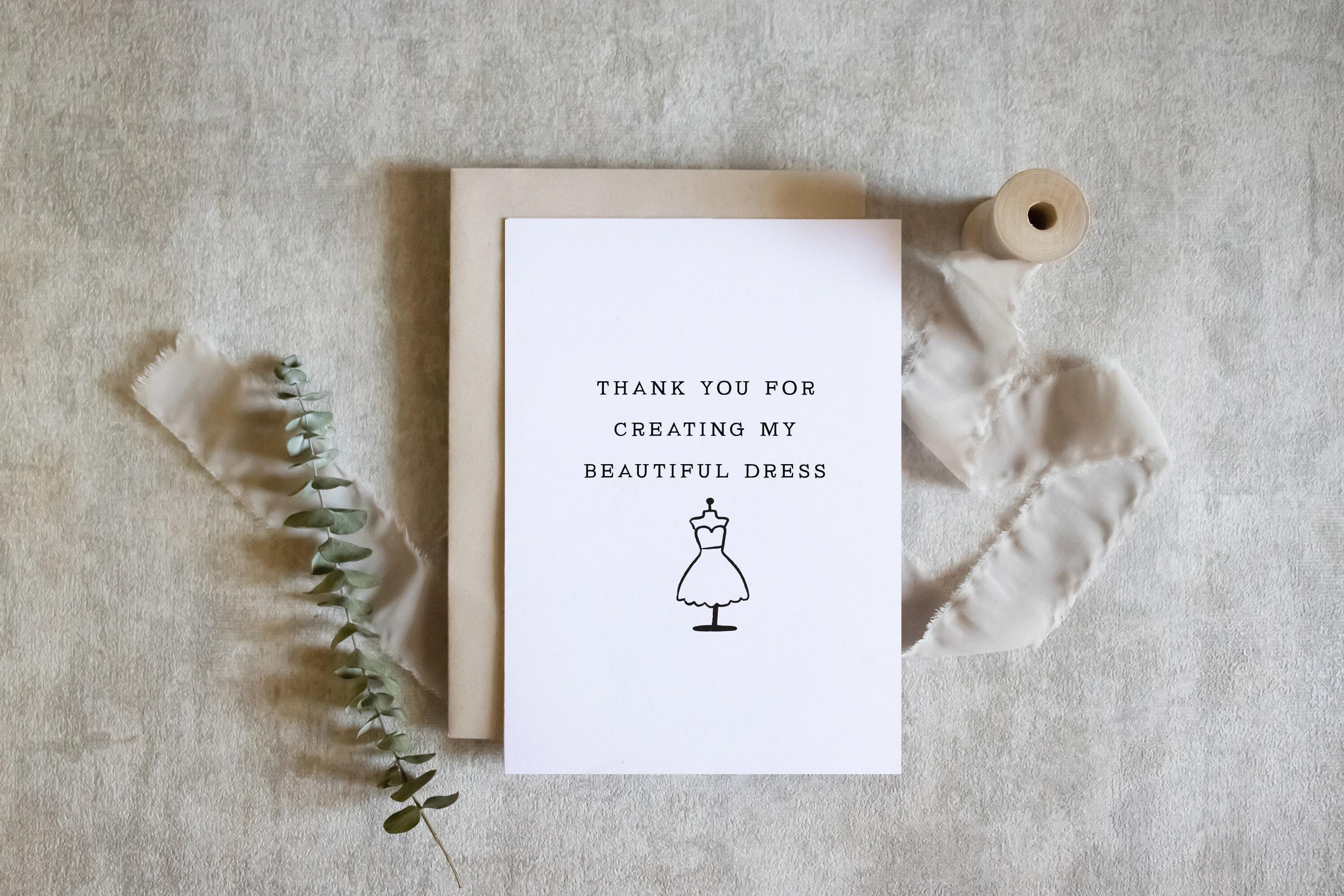 thank you for designing my dress Wedding Dress Designer Thank You Card | Bridal Gown Vendor | Dream Dress  Appreciation