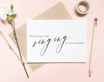 Wedding Singer Thank You Card | Thank You For Performing At Our Wedding | Wedding Vendor Thank You Card
