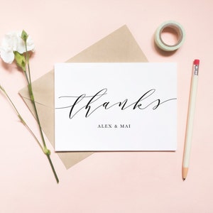 carte de remerciement de mariage, carte de remerciement, carte de couple, carte de jeunes mariés, carte de remerciement, carte de jour de mariage / SKU : LNTHANKS20 | LUNE