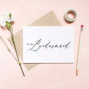 to my bridesmaid, simple wedding card, simple proposal card, bridesmaid card, best friend card, proposal card / SKU: LNWD49K | RINA