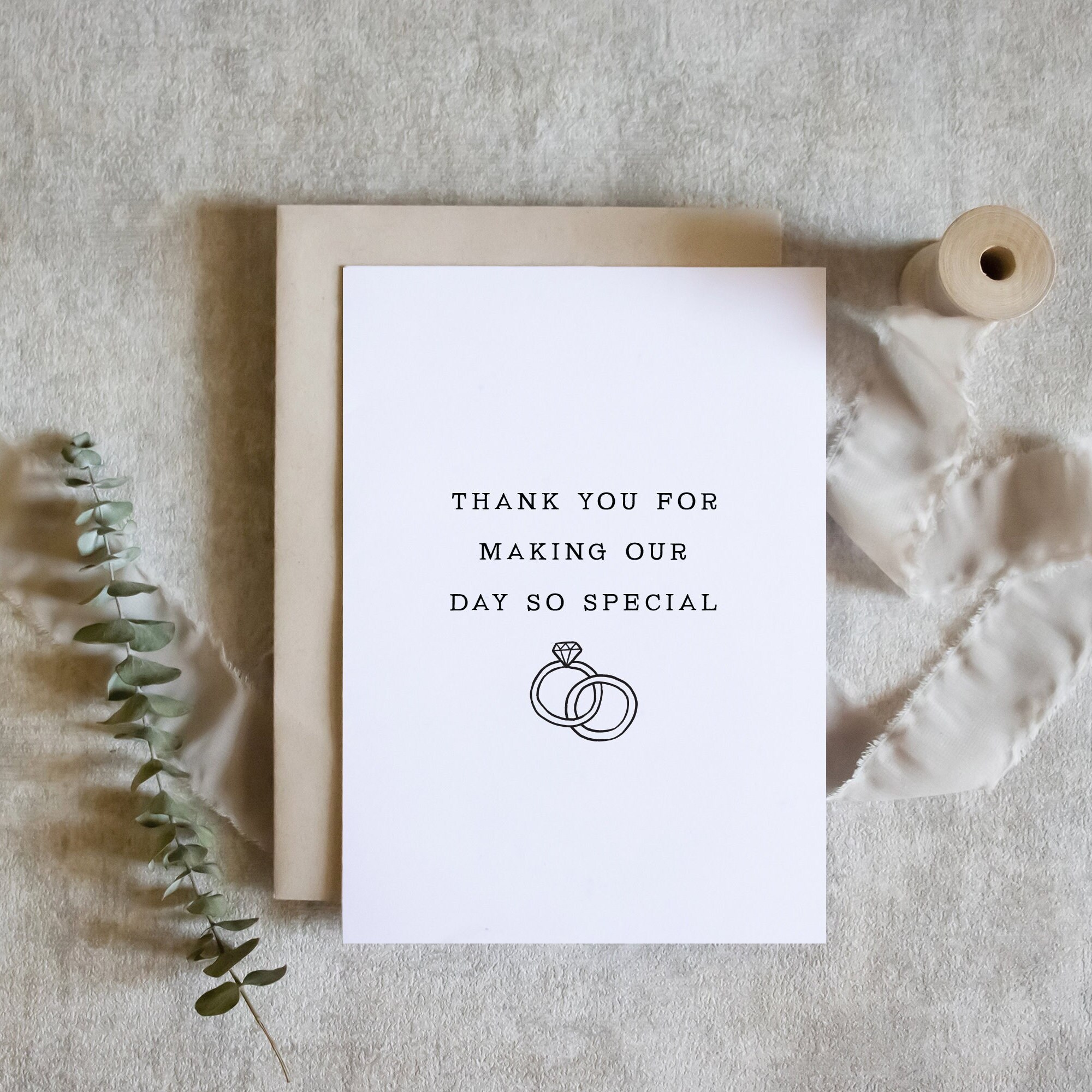 Handgefertigte Dankeskarte Für Brautjungfer – „Thank You For Helping Us Make Our Day So Perfect“, Weiß, 13,5x13,5 Cm