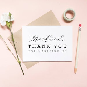 thanks for marrying us card, custom name card, thank you for being our officiant card, wedding card, thank you card /SKU: LNTHANKS11 LUNA image 1