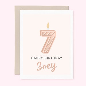 Carte d'anniversaire personnalisée pour tout-petit ou bébé, carte d'anniversaire pour enfants, carte d'anniversaire personnalisée, carte de 7e anniversaire, carte de bougie mignonne 0TLCC03G