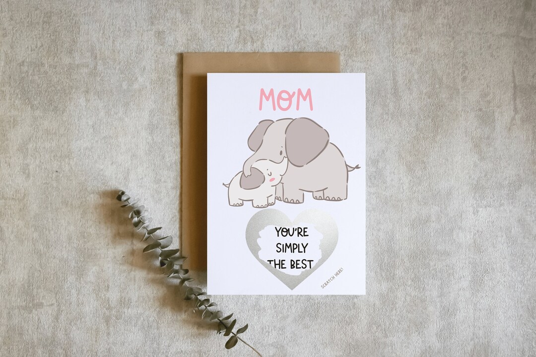 Elephants Mothers Day Card, Mothers Day Card, Scratch off Mothers Day ...