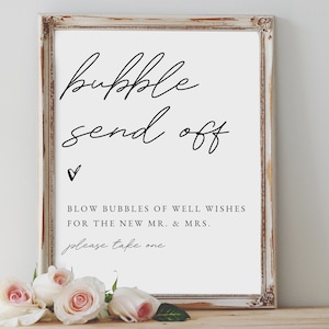 Bubble Send Off Sign, Wedding Ceremony Sign, Wedding Bubble Send Off / JANEY / SKU: LNWS48 no frame incl. image 1