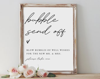 Bubble Send Off Sign, Wedding Ceremony Sign, Wedding Bubble Send Off / JANEY / SKU: LNWS48 *no frame incl.*