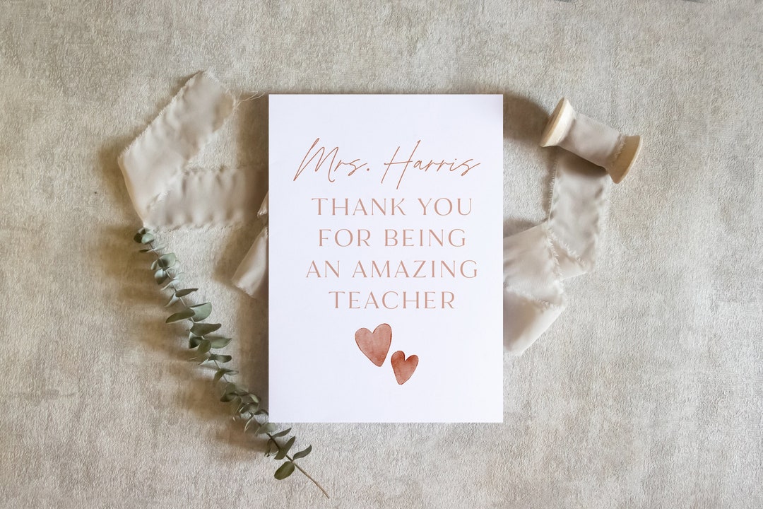 Teacher Thank You Card | Thank You for Being an Amazing Teacher ...