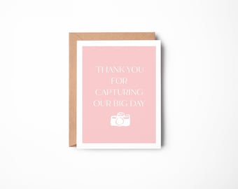 Wedding Photographer Thank You Card | Thank You For Capturing Our Big Day | Wedding Vendor Thank You Card