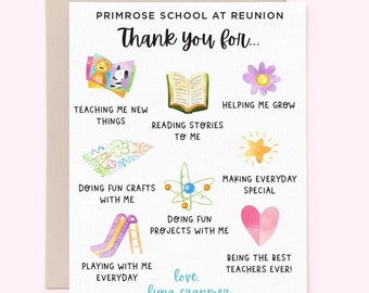 Daycare Thank You Card, Personalized Thank You Card for Daycare Teacher, Thank you card for pre school, Cute Thank you card for kids 0TLCC08