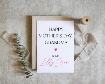 Carte de fête des mères personnalisée pour grand-mère, carte de fête des mères, carte pour grand-mère / SKU : LNMD08