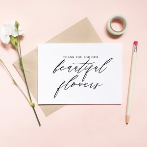 thank you for our beautiful flowers, florist card, wedding florist, wedding card, thank you card, wedding day card / SKU: LNWD50G | RINA