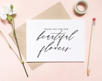 thank you for our beautiful flowers, florist card, wedding florist, wedding card, thank you card, wedding day card / SKU: LNWD50G | RINA