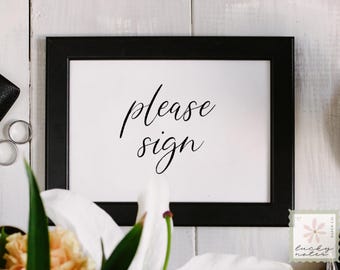 Please Sign Wedding Sign | Minimal Guestbook Sign | Modern Wedding Sign | Simple Reception Sign | Kelly Collection