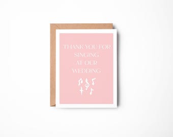 Wedding Singer Thank You Card | Wedding Musician Thank You | Thank You for Singing at Our Wedding | Wedding Day Card