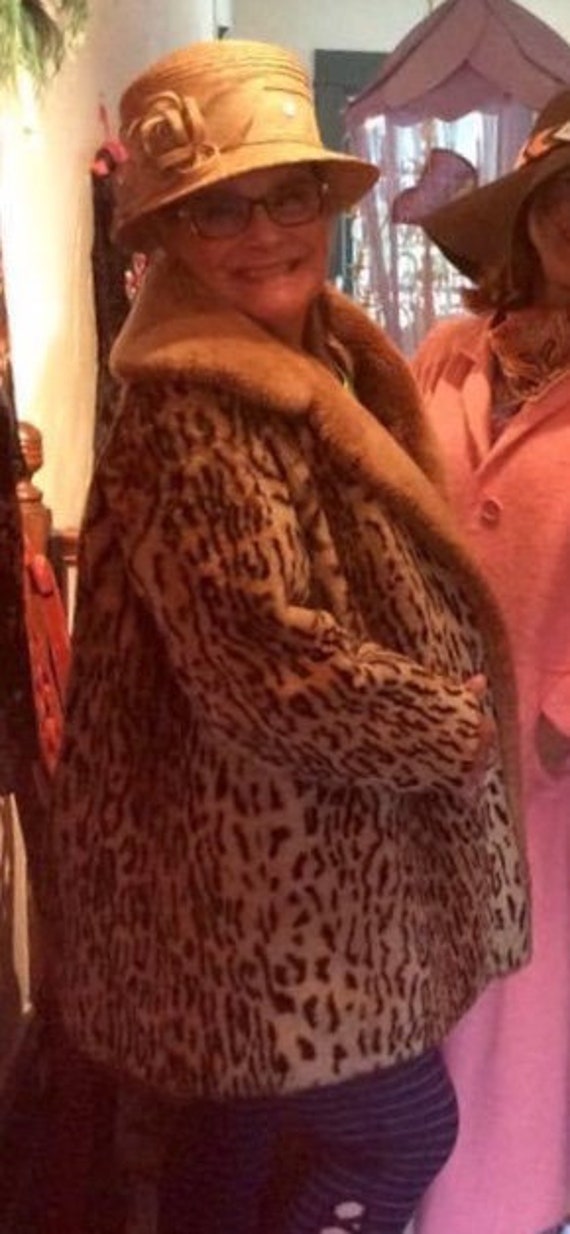 Vintage Fur Leopard Print Swing Coat