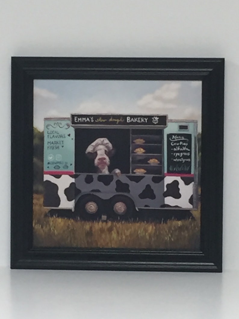Cute Funny Framed Picture of Cow Selling Cowpies in a Food Etsy