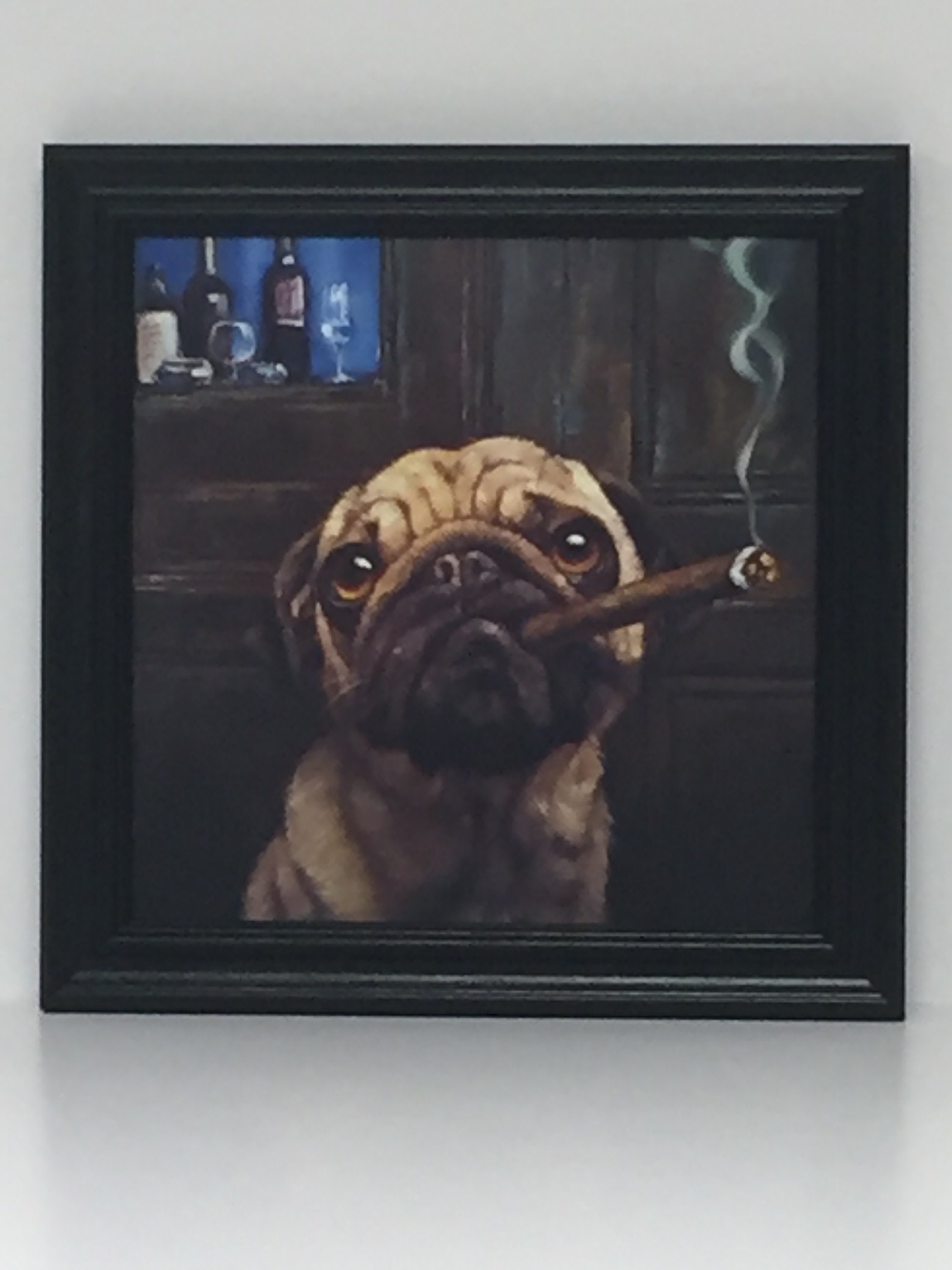 pug smoking a cigarette Cute, Funny, Pug Dog Smoking a Cigar Framed Picture, Dog Lover, Animal  Lover, Pet, Pug, Family Pet, Family Dog, Handmade, Home Decor, Animal