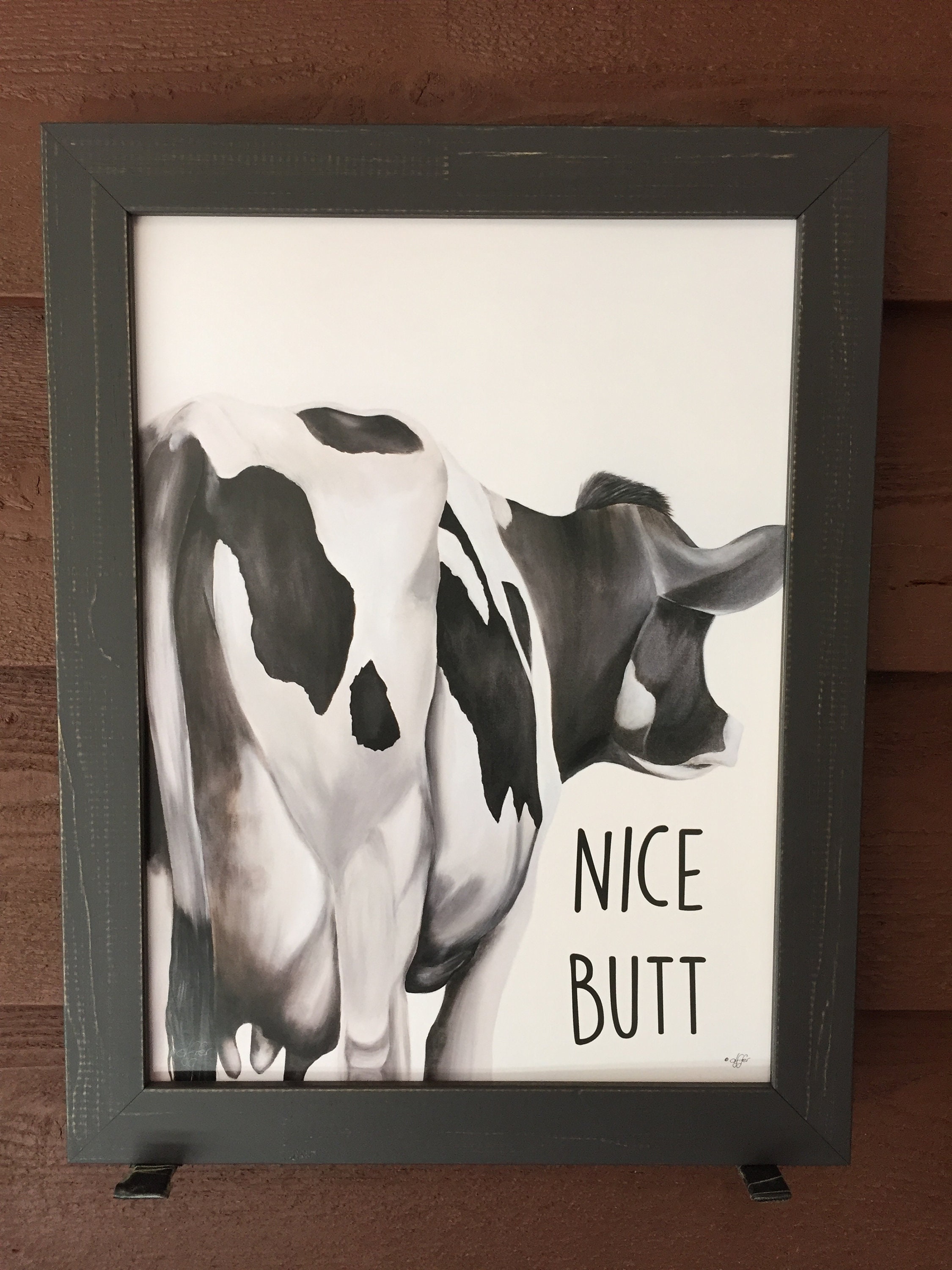 Cute Funny Cow Framed Picture nice Butt Bathroom photo
