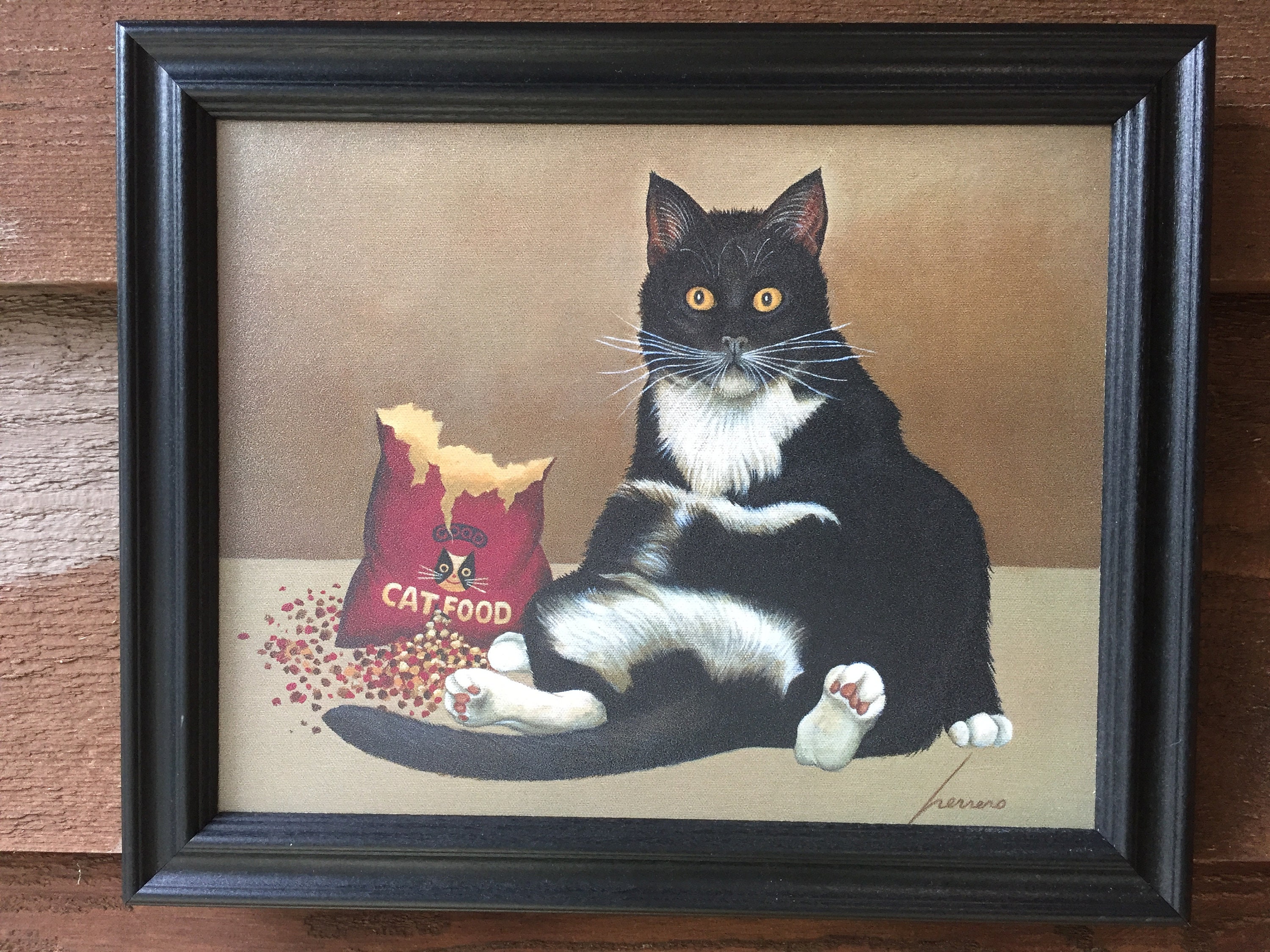 Cutefunny Fat Cat Eating Cat Food Framed Picture Family Etsy