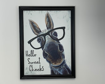 Hello Sweet Cheeks bathroom art framed,bathroom wall decor Bathroom art picture, funny, friend gift, farmhouse picture