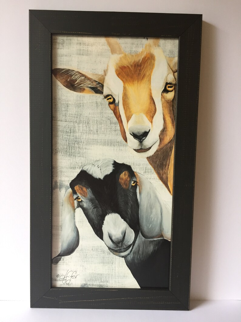 Cute Funny Framed Picture of Two Goats. Farmhouse Decor Etsy