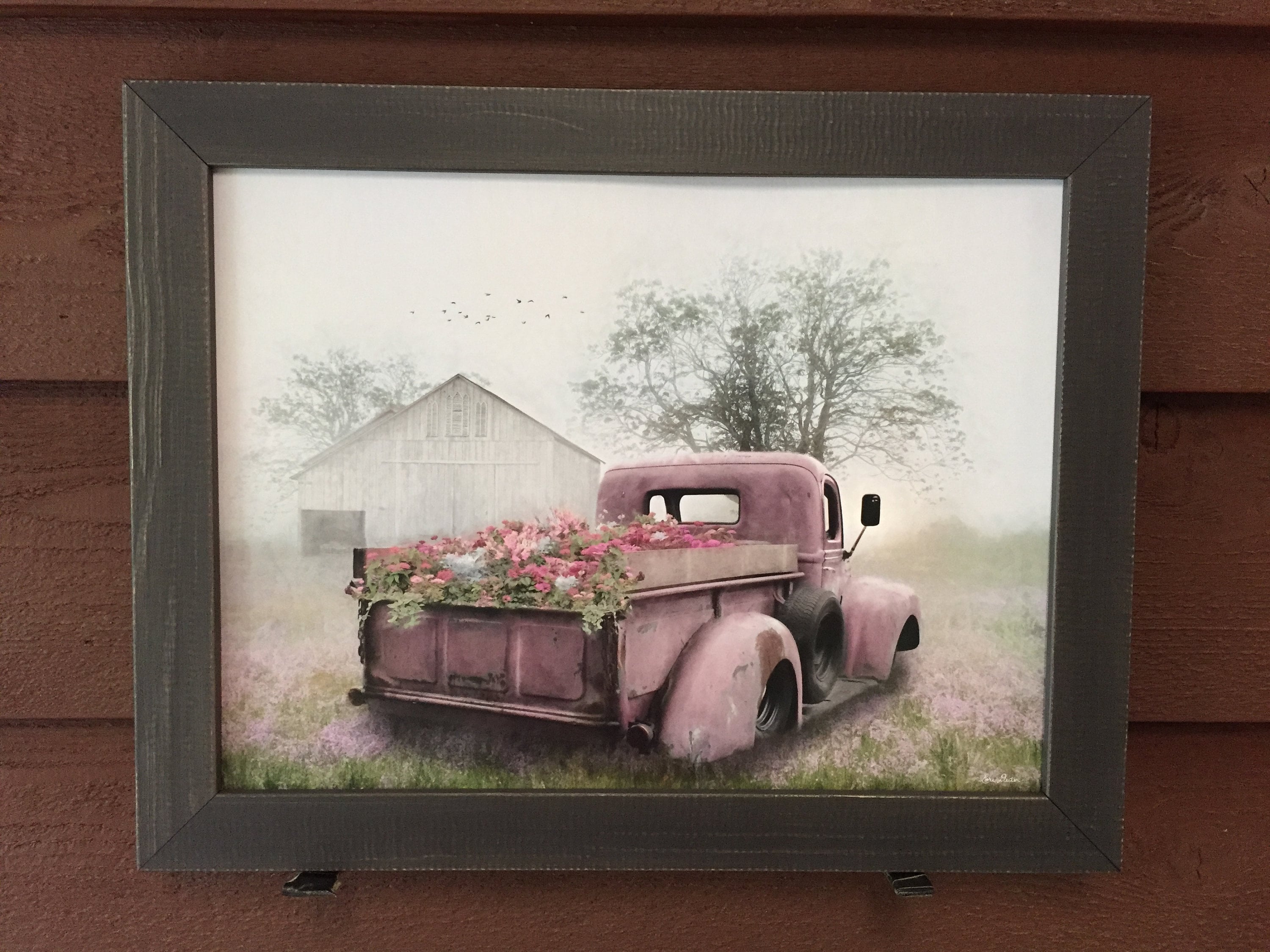 Framed Picture of Old Truck With Beautiful Flowers in Bed of Etsy