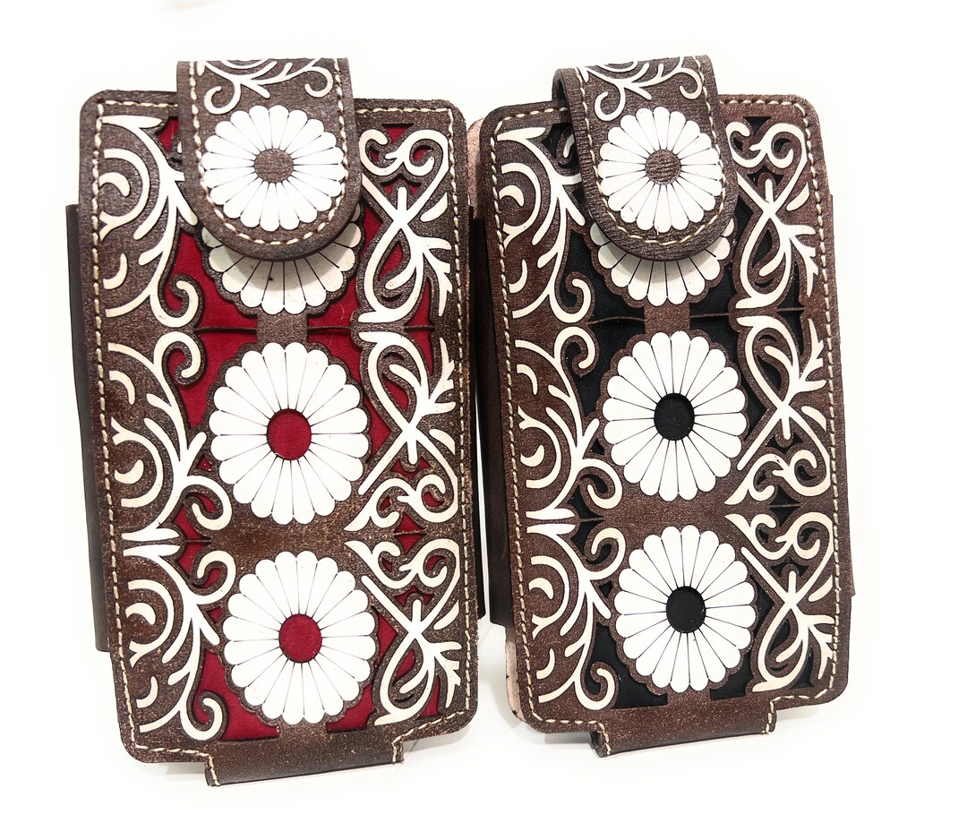 Western Cell Phone Case, Genuine Leather Cowboy Rodeo Cell Phone Case