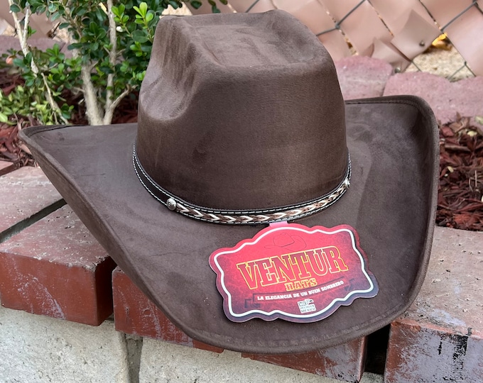 Men's Brown Western Hat. Sombrero Texana Vaquera. Rodeo Cowboy Hat